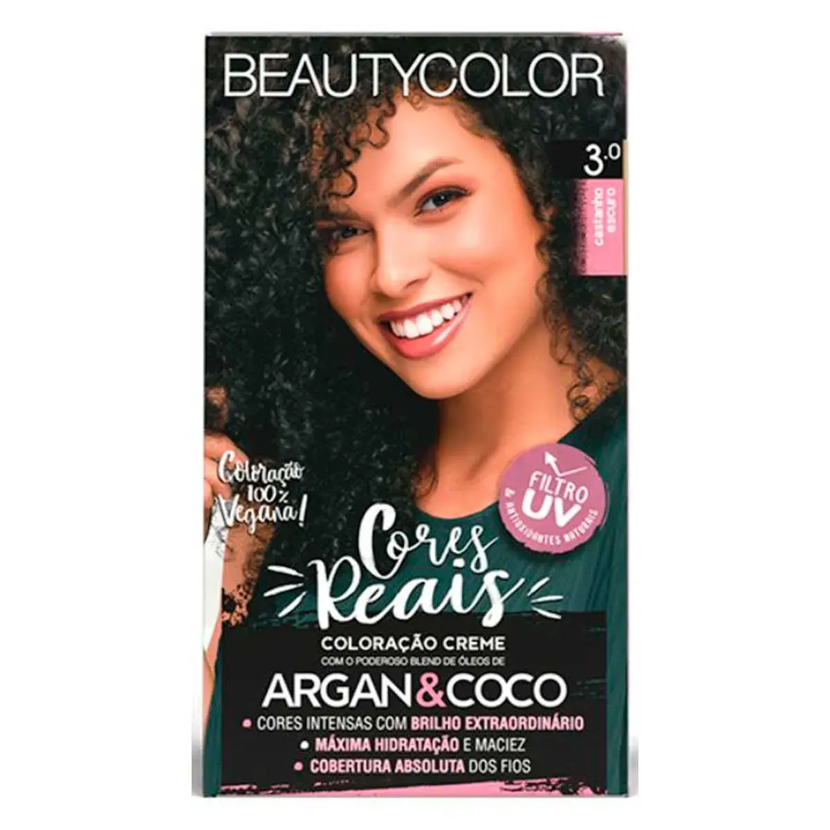 Coloração Creme Vegana Beautycolor Cores Reais 3.0 Castanho Escuro