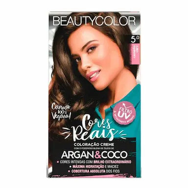 Coloração Creme Vegana Beautycolor Cores Reais 5.0 Castanho Claro