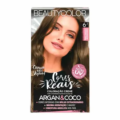 Coloração Creme Vegana Beautycolor Cores Reais 6.1 Louro Escuro Acinzentado