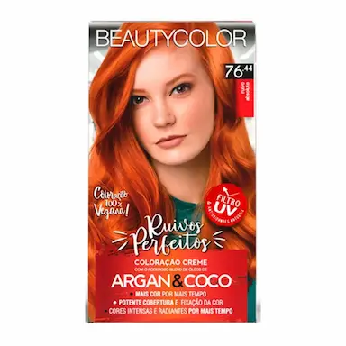 Coloração Creme Vegana Beautycolor Ruivos Perfeitos 76.44 Ruivo Absoluto