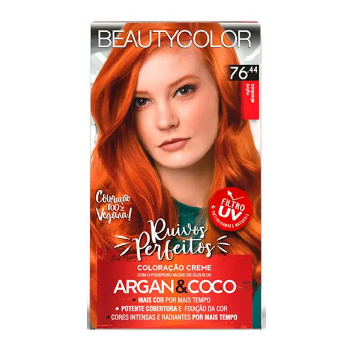 Coloração Creme Vegana Beautycolor Ruivos Perfeitos 76.44 Ruivo Absoluto