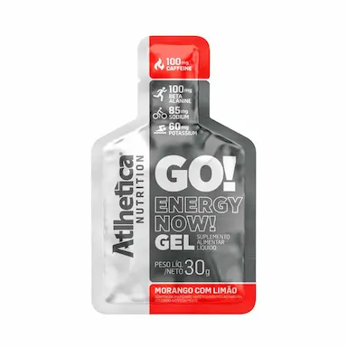 Suplemento Alimentar Go! Energy Now Gel Atlhetica Nutrition Morango com Limão Sachê 30g