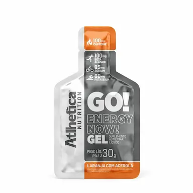 Suplemento Alimentar Go! Energy Now Gel Atlhetica Nutrition Laranja com Acerola Sachê 30g