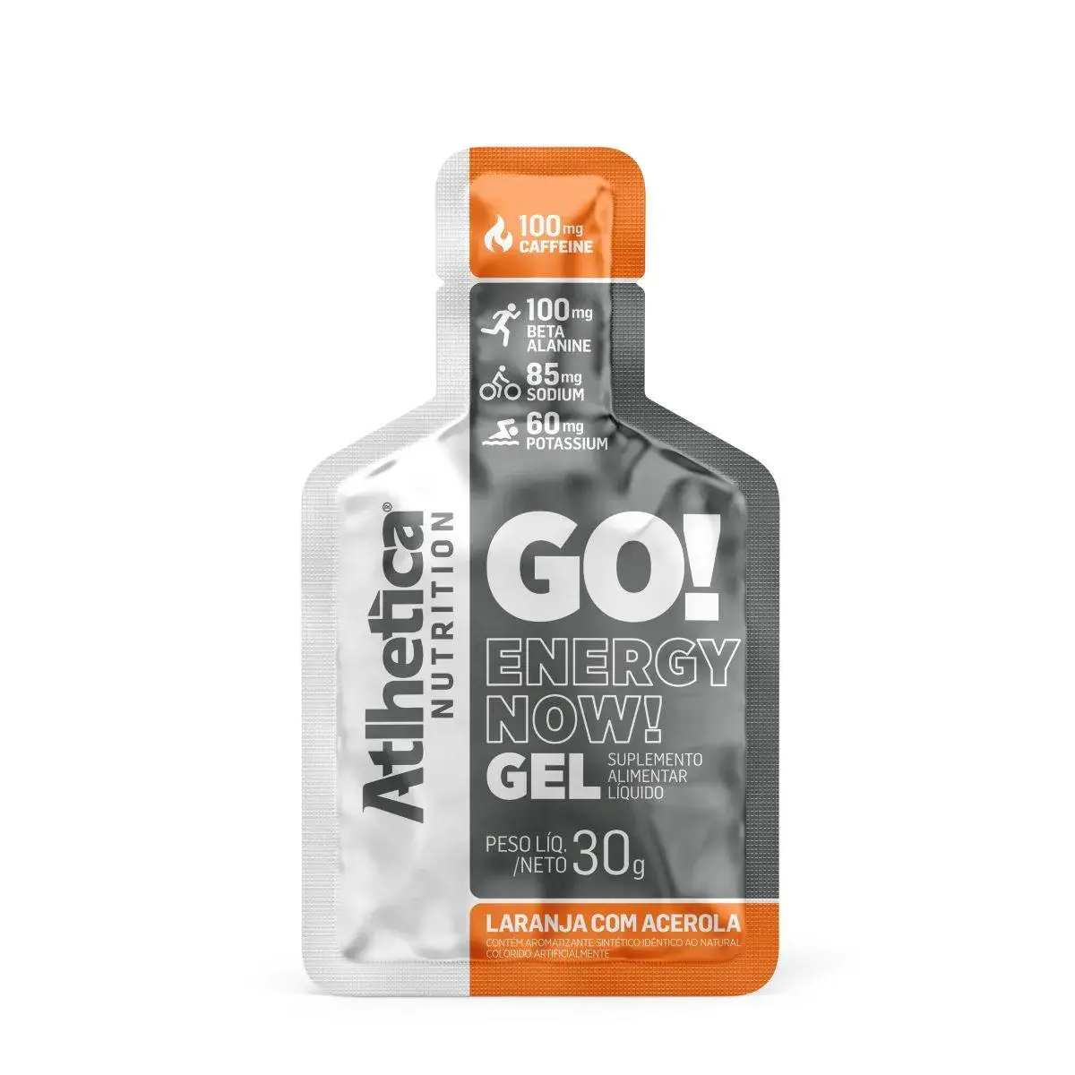 Suplemento Alimentar Go! Energy Now Gel Atlhetica Nutrition Laranja com Acerola Sachê 30g