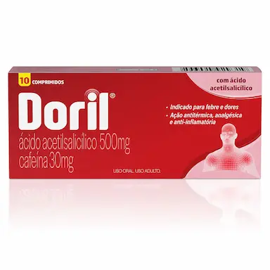 Doril Ácido Acetilsalicílico 500mg + Cafeína 30mg - 10 comprimidos