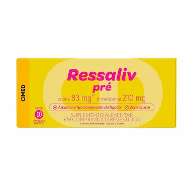 Ressaliv Pré Colina 83mg + Metionina 210mg - 10 comprimidos