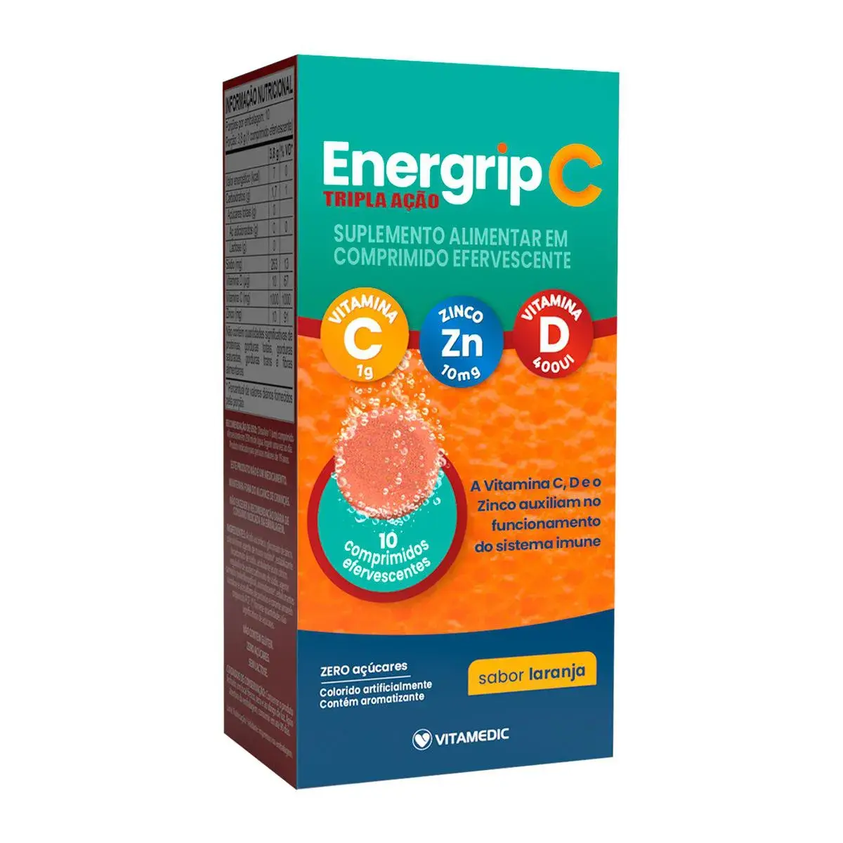 Vitamina C Efervescente Energrip C Tripla Ação 10 comprimidos