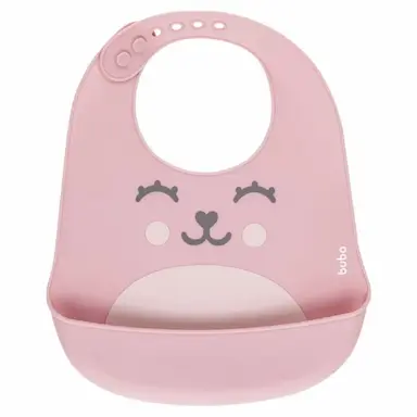 BABADOR DE SILICONE COM PEGA MIGALHAS GUMY BUBA ROSA