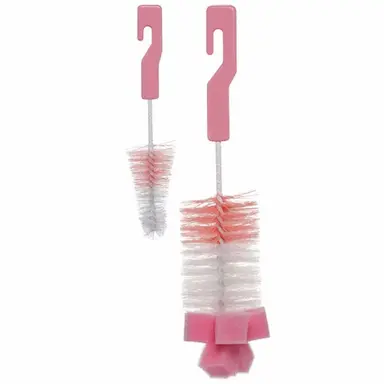 KIT ESCOVAS COM ESPONJA PARA MAMADEIRA E BICO BUBA ROSA