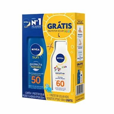 PROTETOR SOLAR NIVEA PROTECT &amp;amp;AMP; HIDRATA FPS50 200ML + KIDS PELE SENSíVEL FPS60 100ML
