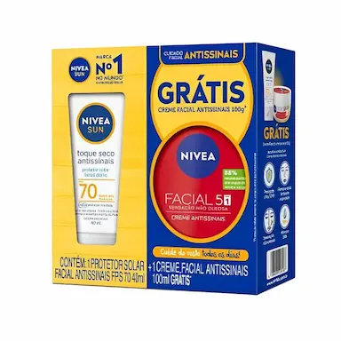 KIT NIVEA ANTISSINAIS TOQUE SECO FPS70 + CREME FACIAL 100G