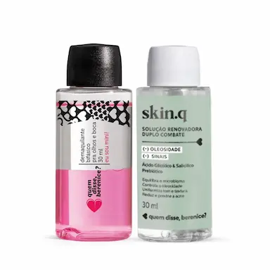 QUEM DISSE, BERENICE? KIT MINI DEMAQUILANTE BIFáSICO 30 ML + SOLUçãO RENOVADORA 30ML
