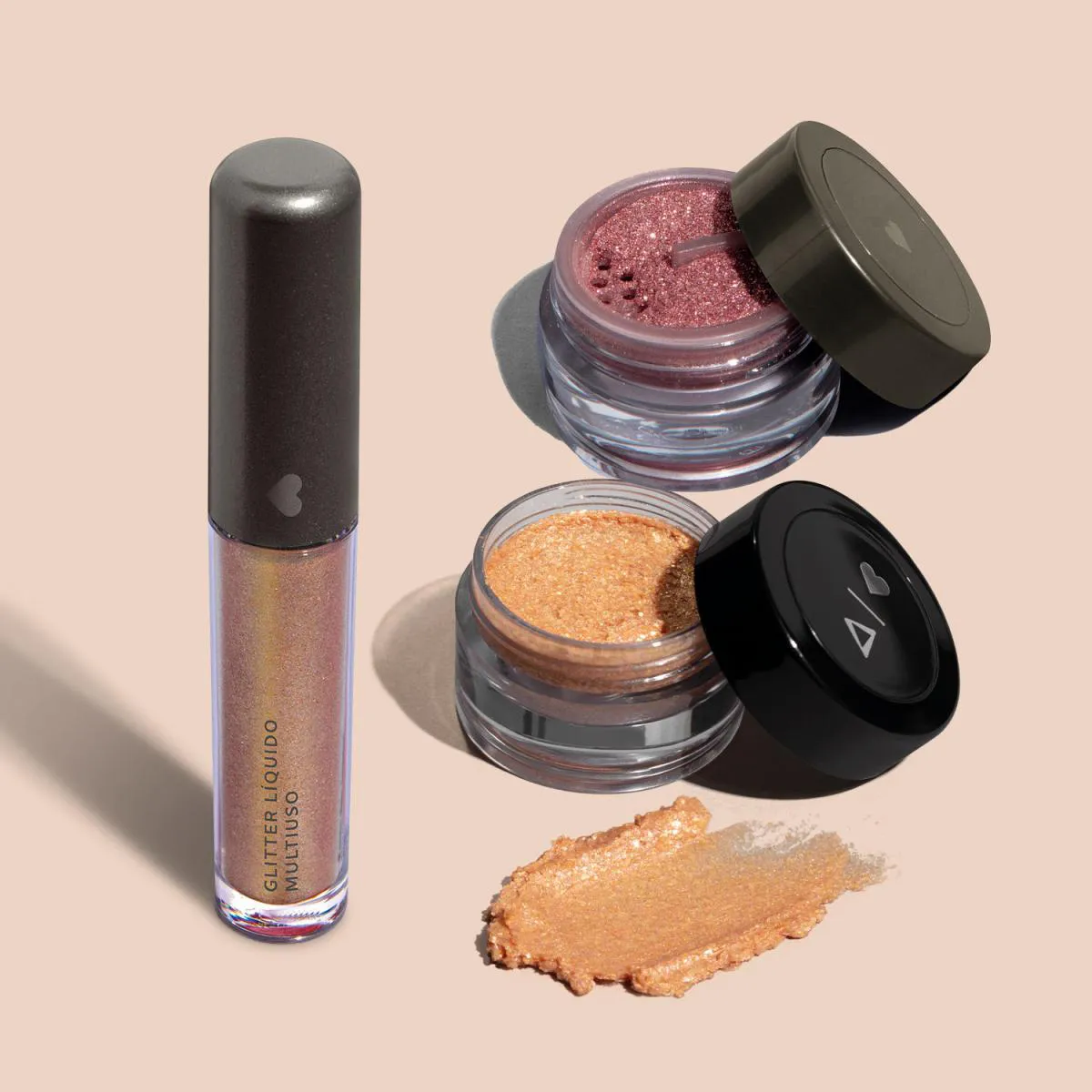 QUEM DISSE, BERENICE? KIT GLITTER LíQUIDO DOURATIX 4ML + GLITTER EM GEL ROSE GOLD 5G + GLITTER SOLTO ROSELITTER 1G - xpto