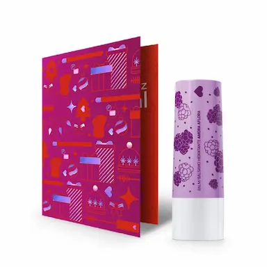 COMBO PRESENTE NATAL: BALM LABIAL HIDRATANTE ROXO AMORA AFLORA 3,5G + CARTãO PRESENTE QDB