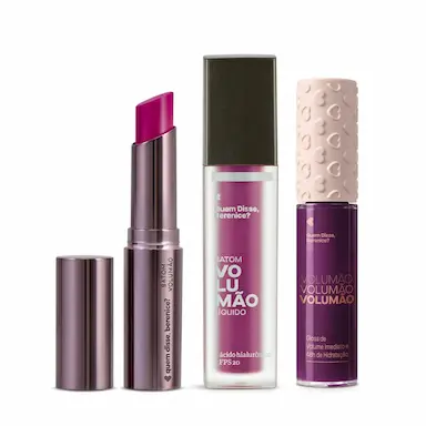 COMBO VOLUMãO: GLOSS VINHO EXUBERANTE + BATOM ROSEIRE + BATOM LíQUIDO AMEIXALI