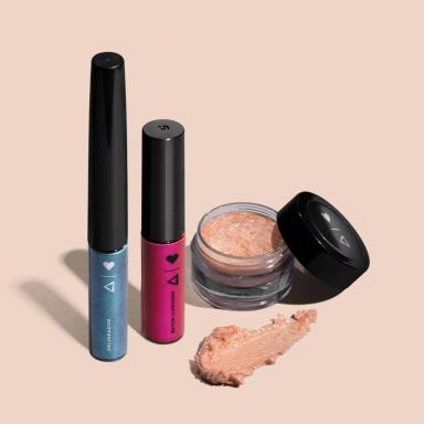 COMBO QDB BEATS: BATOM ILUMINADO ROSA DA FERVEçãO 5,4ML + GLITTER EM GEL FURTA COR 5G + DELINEADOR LíQUIDO AZUL SPIRIT 3,2G - xpto