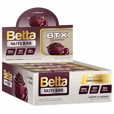 BARRA DE PROTEíNA BTX GOURMET 30G - NUTS BAR - CAIXA 12 UN SABOR:GELÉIA DE UVA