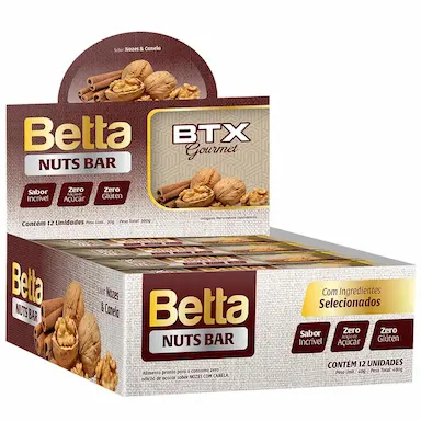 BARRA DE PROTEíNA BTX GOURMET 30G - NUTS BAR - CAIXA 12 UN SABOR:NOZES COM CANELA