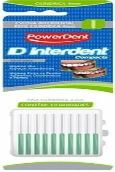 ESCOVA POWERDENT INTERDENTAL CILINDRICA FINA 4 MM VERDE
