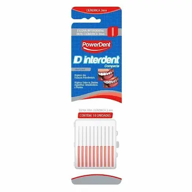 ESCOVA INTERDENTAL CILINDRICA EXTRA FINA 3MM POWERDENT (VERM