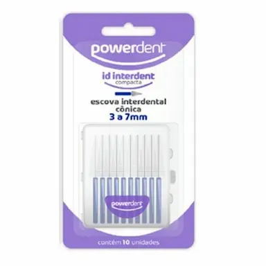 ESCOVA POWERDENT INTERDENTAL CONICA 3 A 7MM AZUL 10UN R:1240
