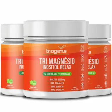 BIOGENS KIT 3X TRI MAGNÉSIO INOSITOL RELAX 180G LIMÃO