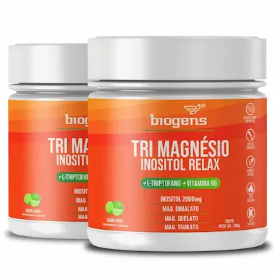 BIOGENS KIT 2X TRI MAGNÉSIO INOSITOL RELAX 180G LIMÃO