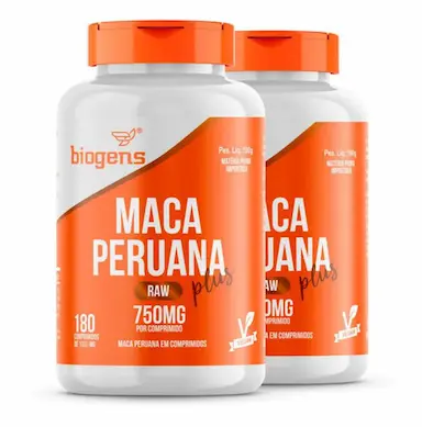KIT 2X MACA PERUANA PLUS RAW 750 MG, 180COMPRIMIDOS BIOGENS Neutro