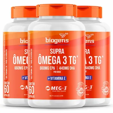 BIOGENS KIT 3X SUPRA ÔMEGA 3 TG EPA 660MG DHA 440MG VIT E 60 CAPS