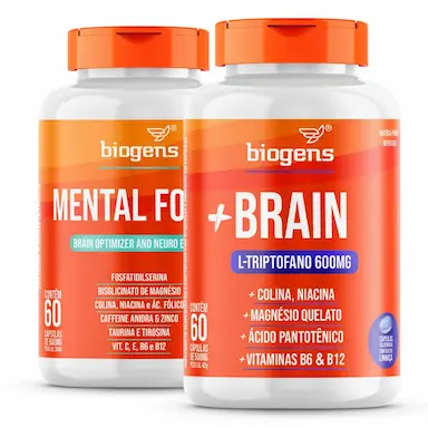 KIT MENTAL FOCUS E +BRAIN, DIA E NOITE, 60 CAPS, BIOGENS