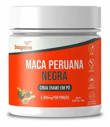 MACA PERUANA NEGRA RAW EM Pó 150G, 5000MG POR DOSE, BIOGENS Neutro