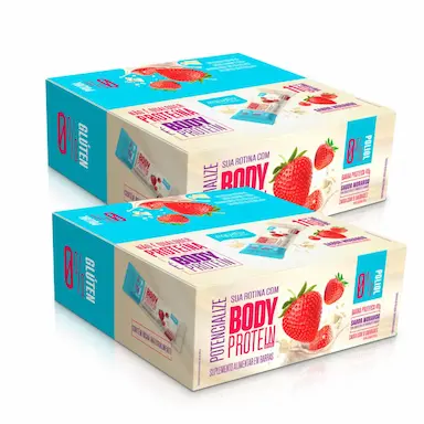 2X BARRA BODY PROTEIN 11G PROTEíNA EQUALIV CAIXA 9 UNIDADES RED Morango