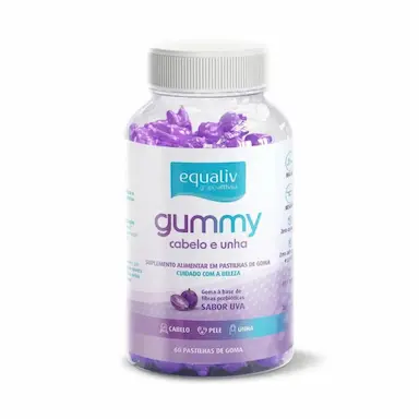 SUPER GUMMY EQUALIV CABELO E UNHAS 60 GOMAS SABOR UVA