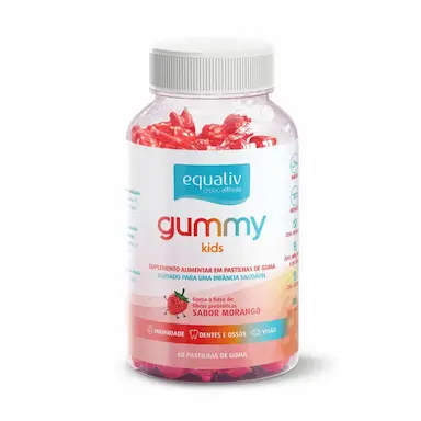 SUPER GUMMY EQUALIV KIDS INFâNCIA SAUDáVEL 60 GOMAS MORANGO