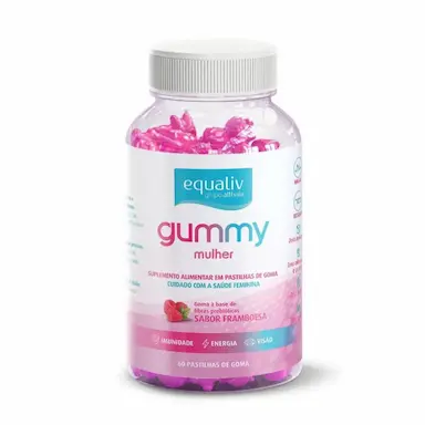 SUPER GUMMY EQUALIV MULHER IMUNIDADE ENERGIA VISãO 60 GOMAS Framboesa