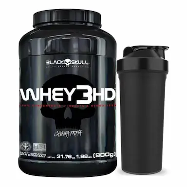 WHEY 3HD 900G + BRINDE - BLACK SKULL MORANGO