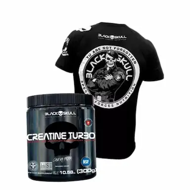 CREATINA TURBO 300G + BRINDE CAMISETA BOPE - BLACK SKULL
