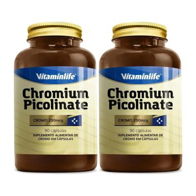 KIT 2 PICOLINATO DE CROMO 90 CÁPSULÁS - VITAMINLIFE 90 CÁpsulas Neutro