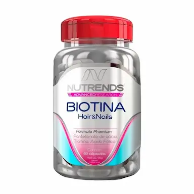 BIOTINA - HAIR &amp;amp;AMP; NAILS - 60 CÁPSULAS - NUTRENDS SEM Sabor