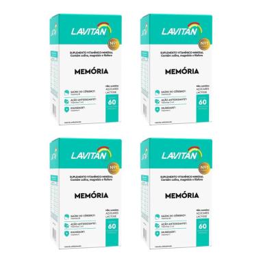 KIT 4 LAVITAN MEMÓRIA 60CAPS - CIMED 60 CÁpsulas SEM Sabor