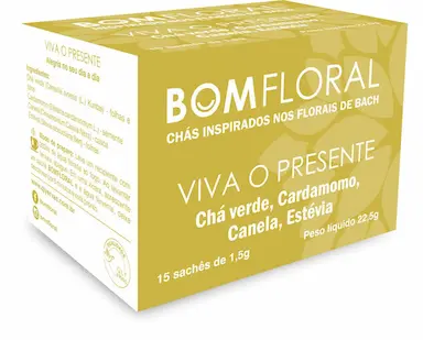 CAIXA DE CHá BOMFLORAL VIVA O PRESENTE 15 SACHêS - 100% NATURAL