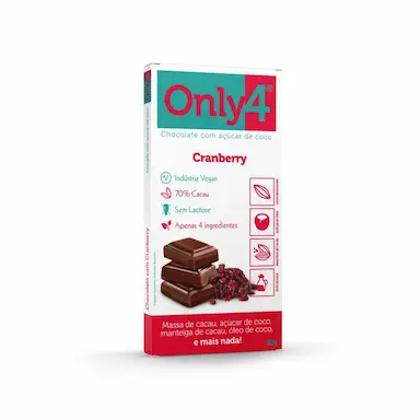 KIT 2X: CHOCOLATE 70% CACAU CRANBERRY SEM LACTOSE ONLY4 80G