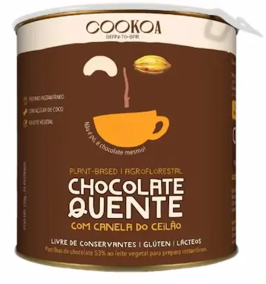 CHOCOLATE QUENTE COM CANELA DO CEILãO EM PASTILHA VEGANO COOKOA 150G