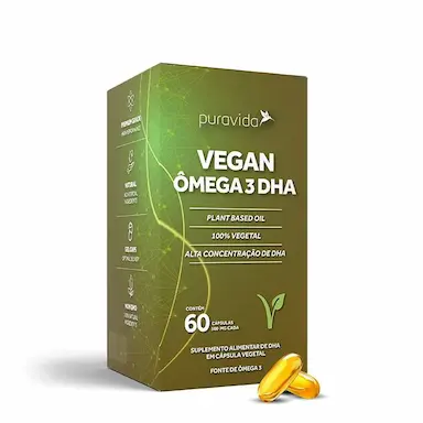 KIT 2X: VEGAN ÔMEGA 3 DHA CONCENTRADO 1G PURAVIDA 60 CáP