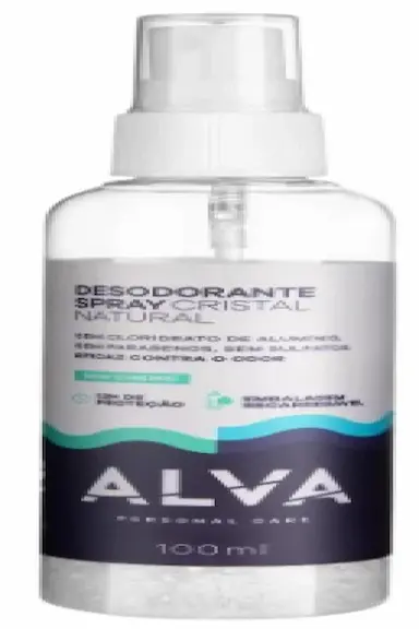 DESODORANTE CRISTAL SPRAY NATURAL SEM ALUMíNIO ALVA 100ML