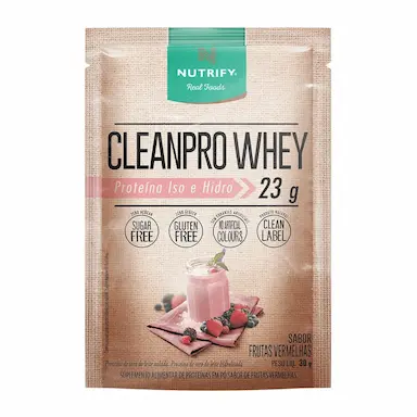 KIT 3X: CLEANPRO WHEY PROTEIN ISOLADO FRUTAS VERMELHAS NUTRIFY 30G