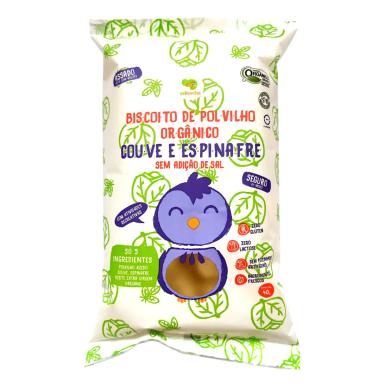 KIT 2X: BISCOITO DE POLVILHO COUVE E ESPINAFRE VEGANO ORGâNICO CRILANCHA 40G