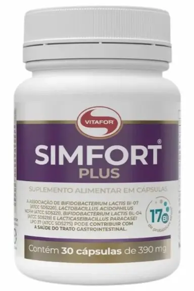 SIMFORT PLUS PROBIóTICO COM 4 ESPéCIES VITAFOR 30 CáPSULAS