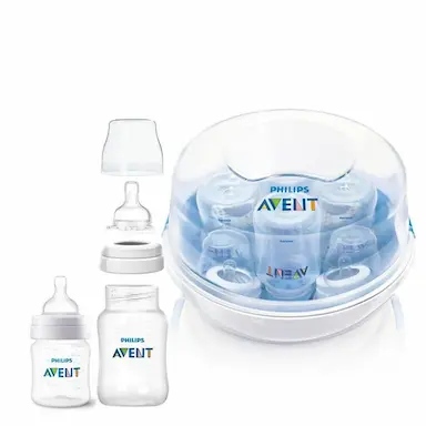 KIT ESTERILIZADOR + 2 MAMADEIRAS CLáSSICAS 125ML E 260ML - AVENT