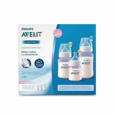 MAMADEIRAS CLASSICAS ANTI-COLICA 3 UND 125/260/330ML ROSA (SCD809/42)- AVENT